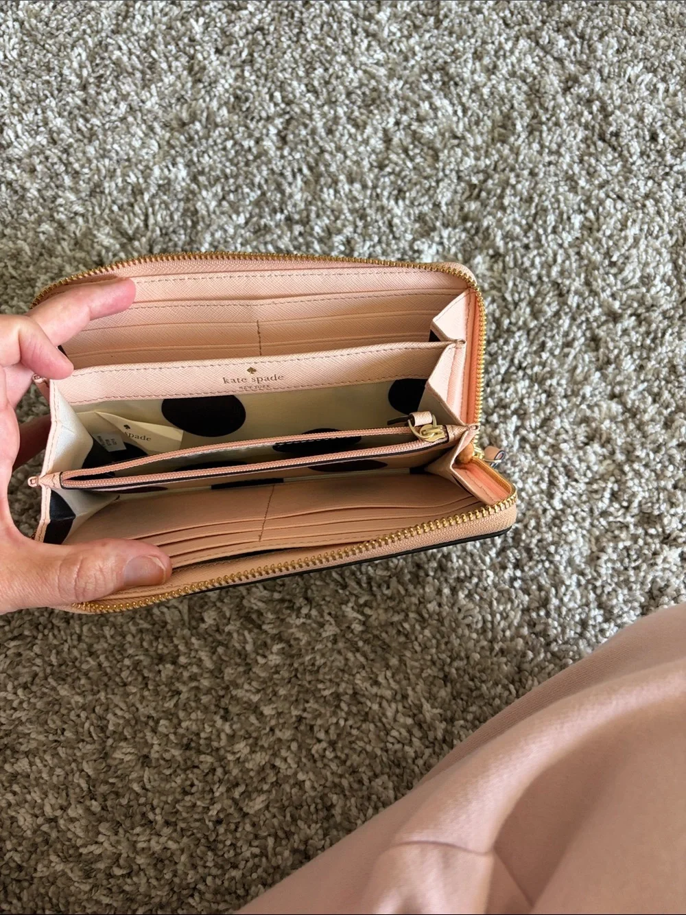 kate spade Pink and Black Zip-Around Colorblock Wallet